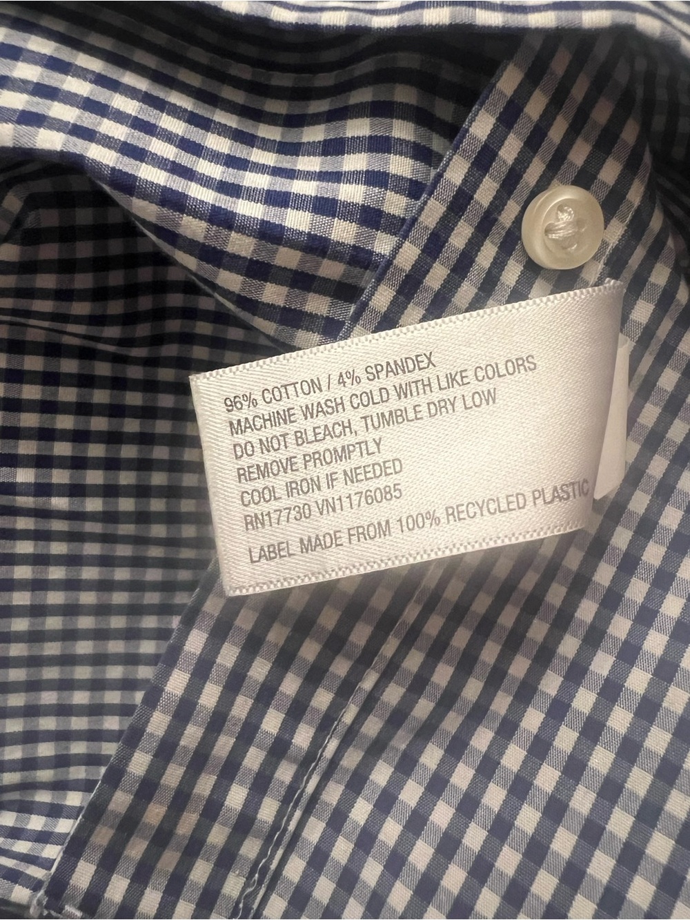 Goodfellow & Co Slim Fit Gingham Button-Up Dress Shirt Men's XL Blue & White - Picture 5 of 5